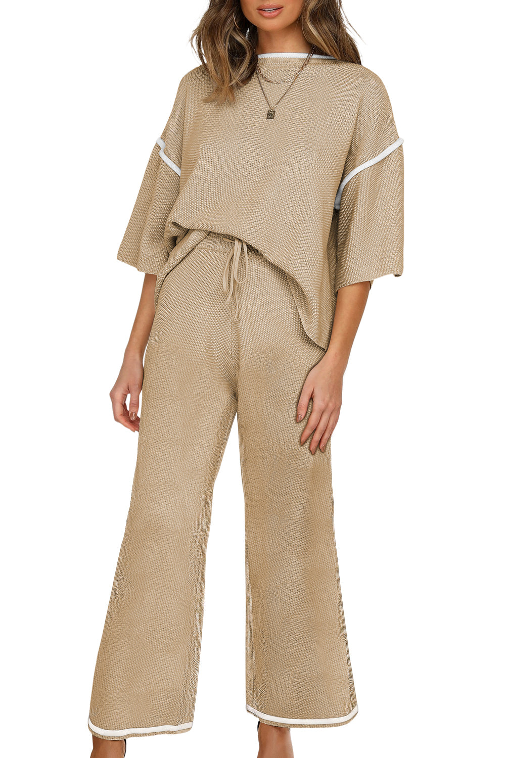 half sleeve top drawstring pant set