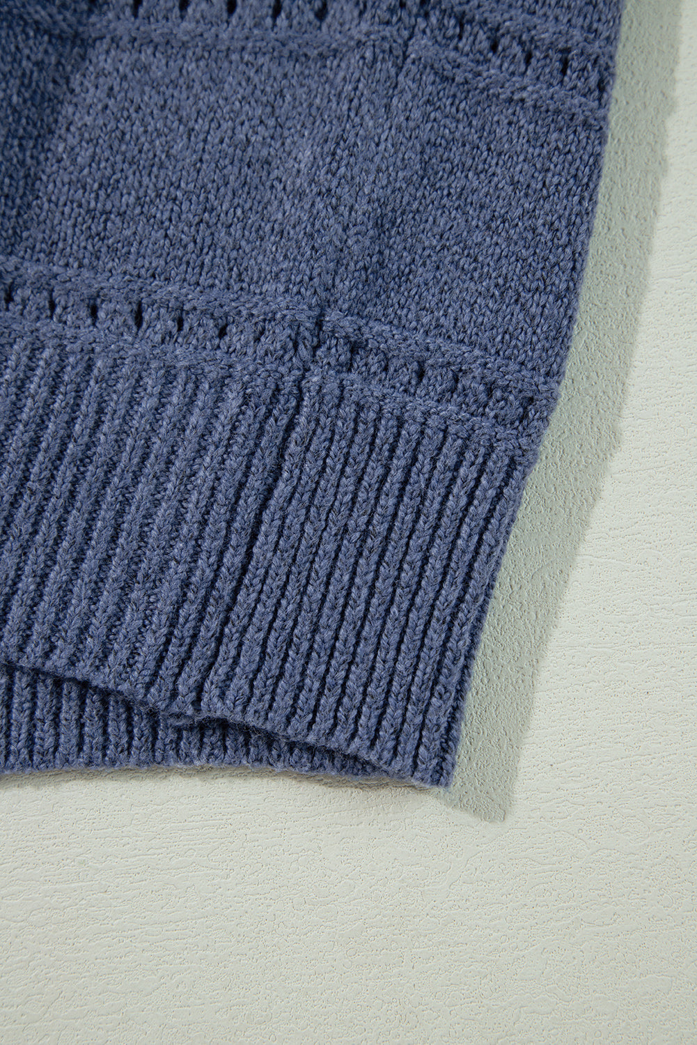 Real Teal Boat Neck Drop Shoulder Pointelle Knit Sweater