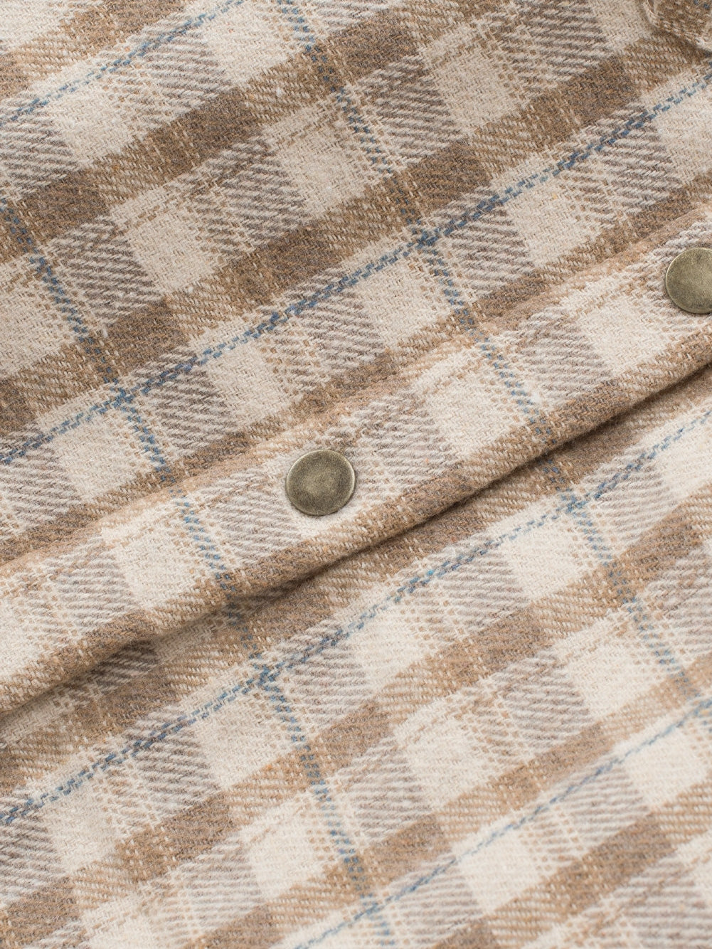 Khaki Checkered Sherpa-Lined Hooded Shacket