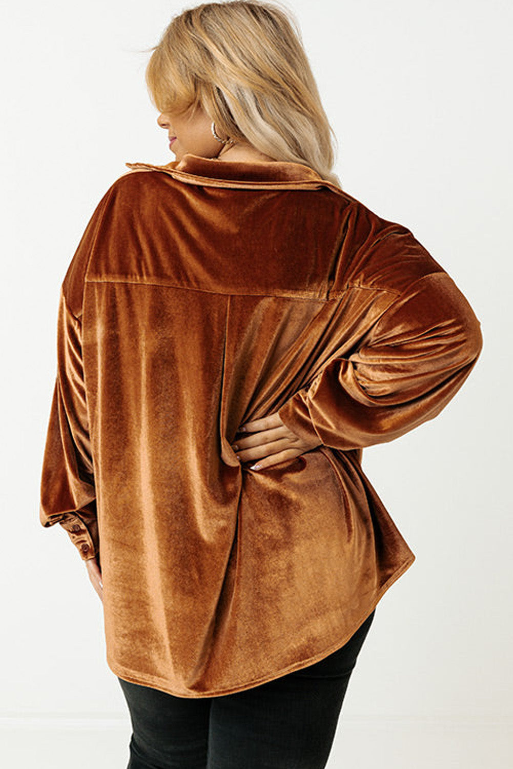 plus size velvet shirt