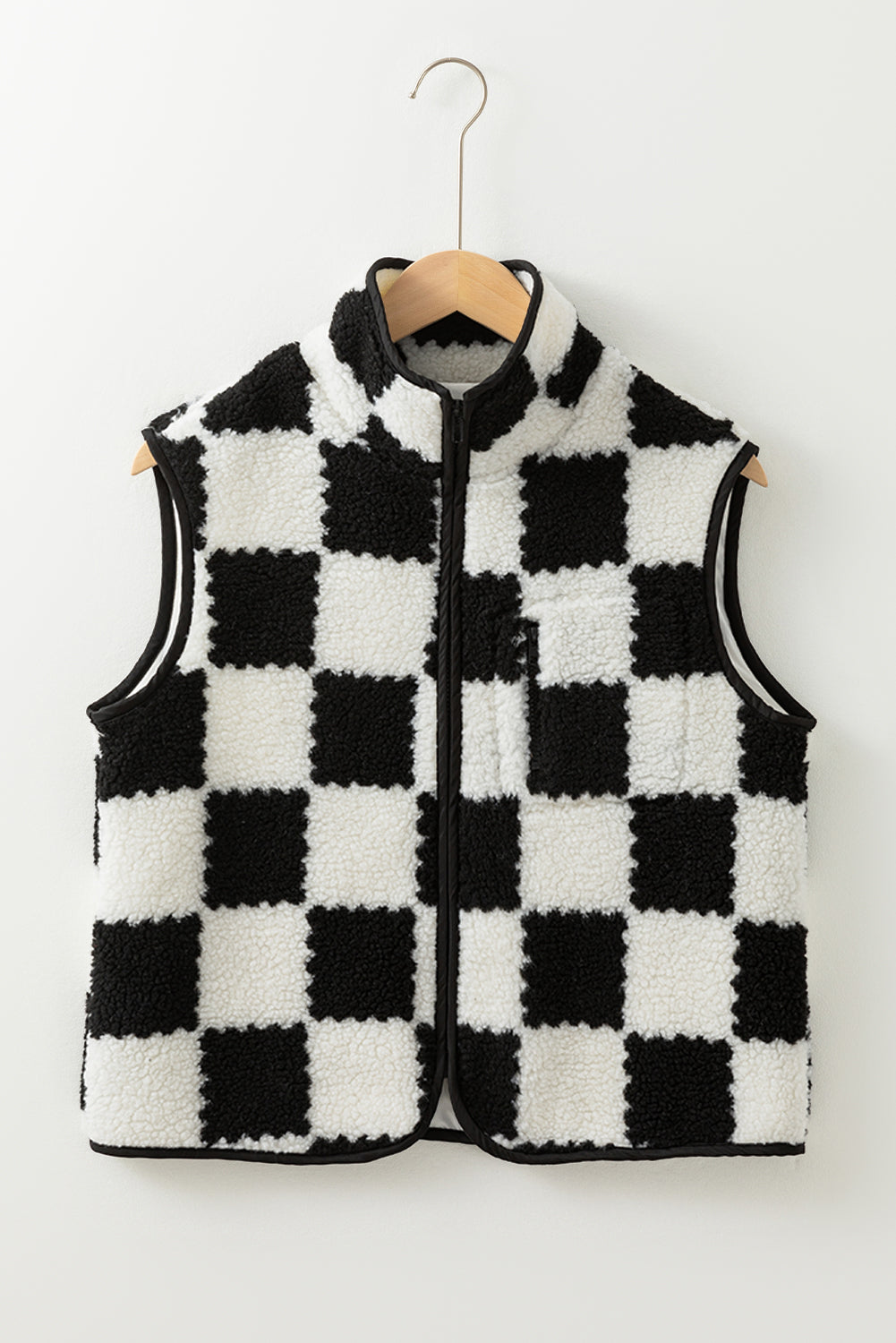 checkered sherpa vest