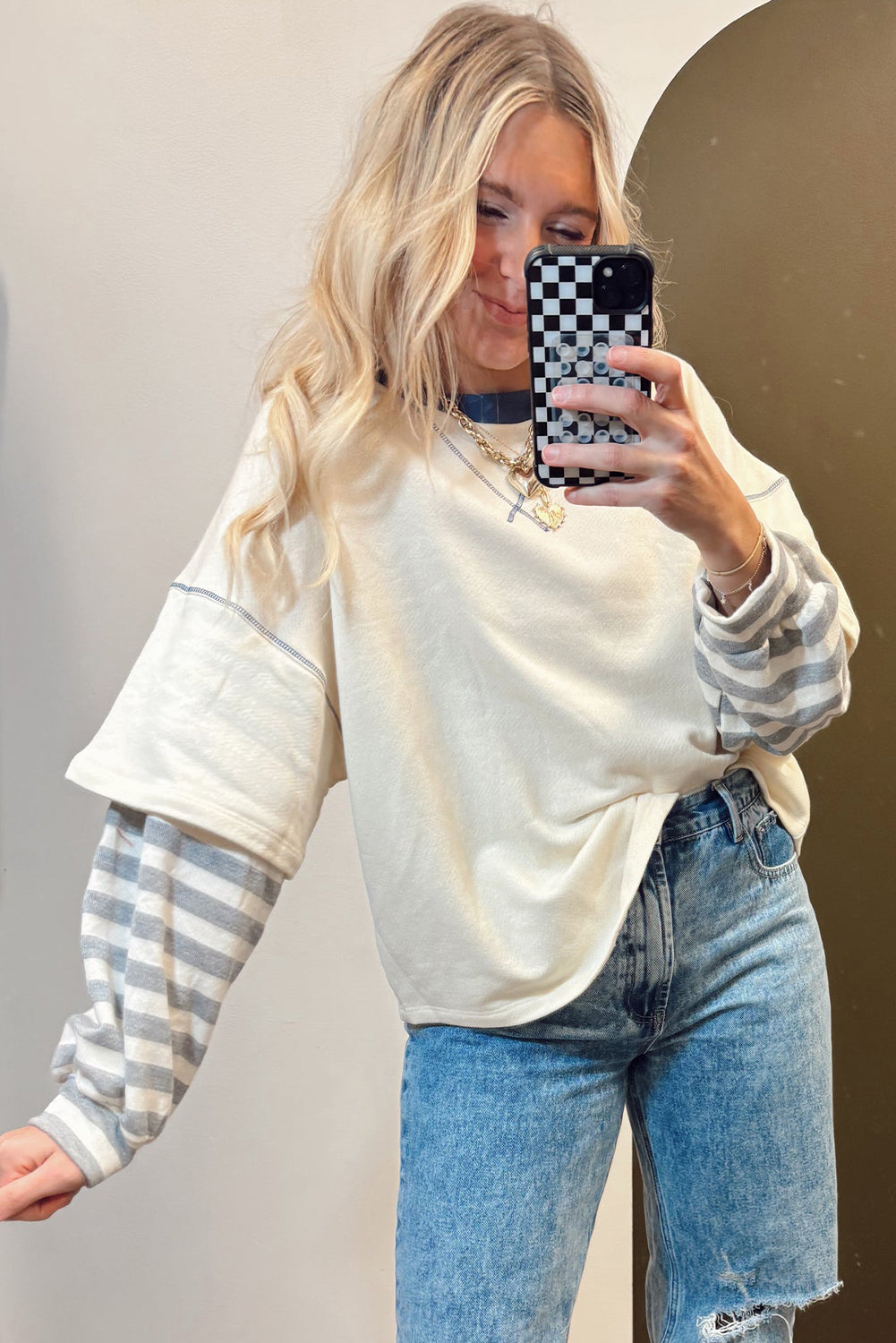 stripe patchwork top