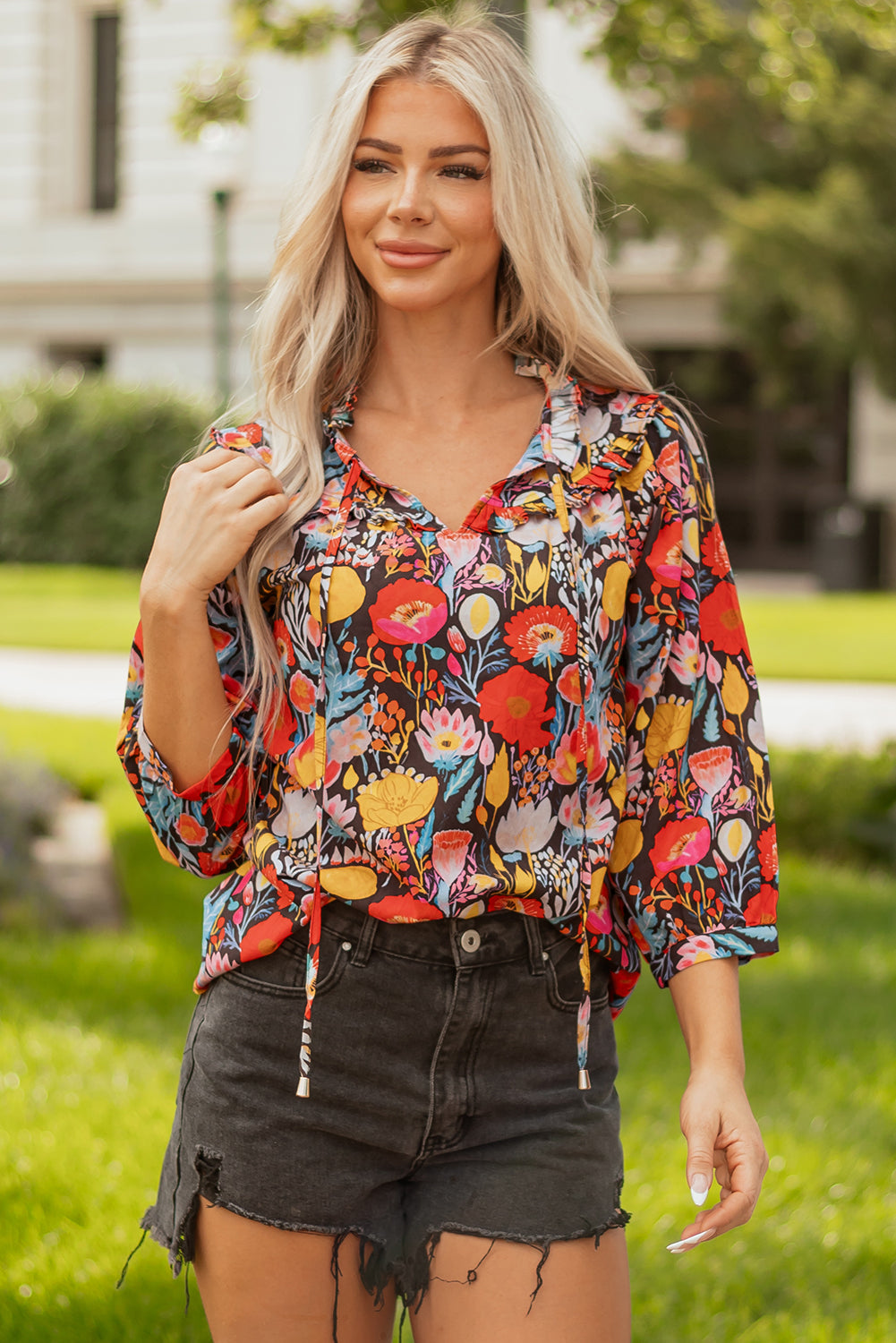 3 4 puff sleeve blouse