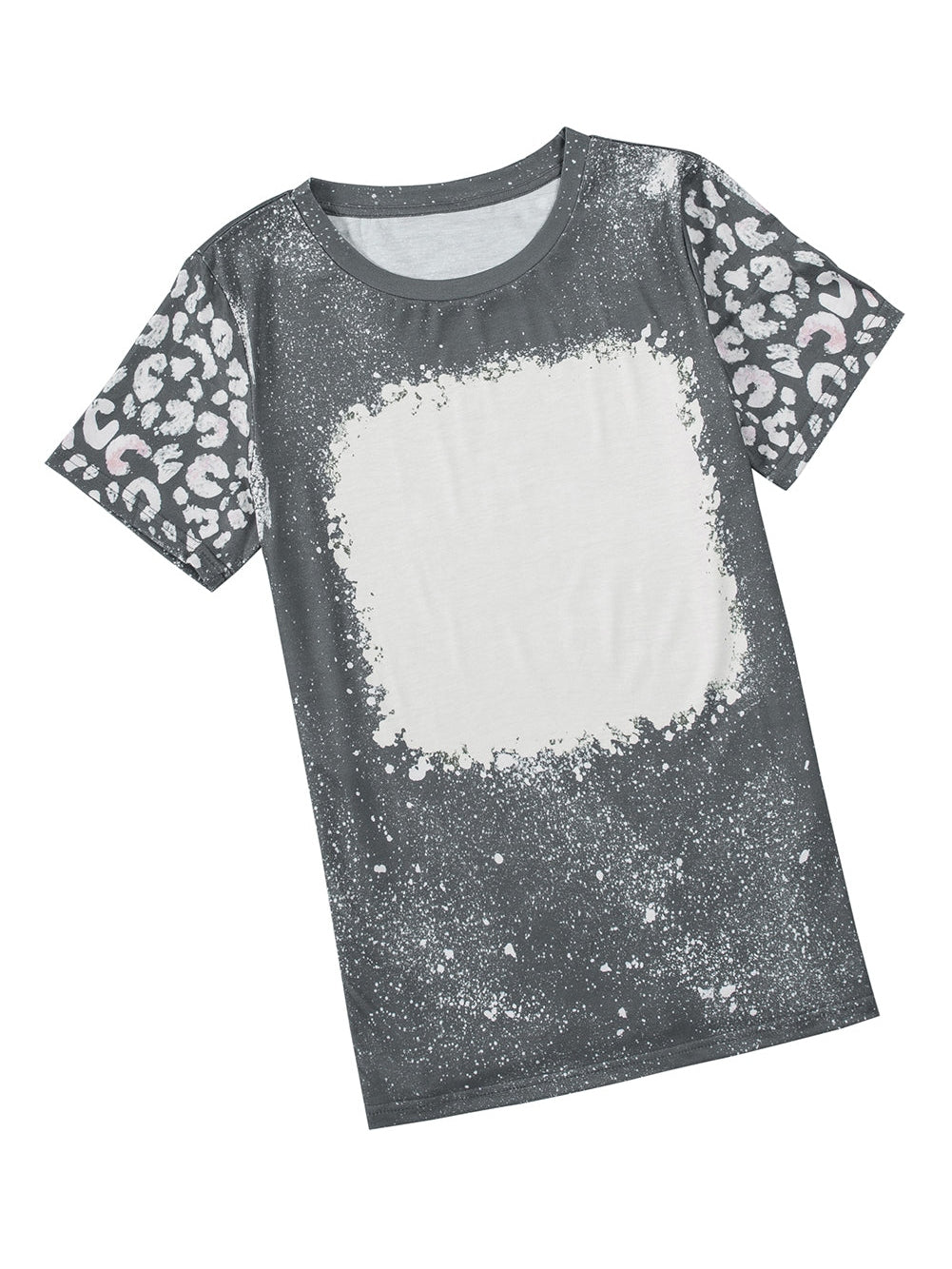 Gray Leopard Tie Dye Short Sleeve T-shirt