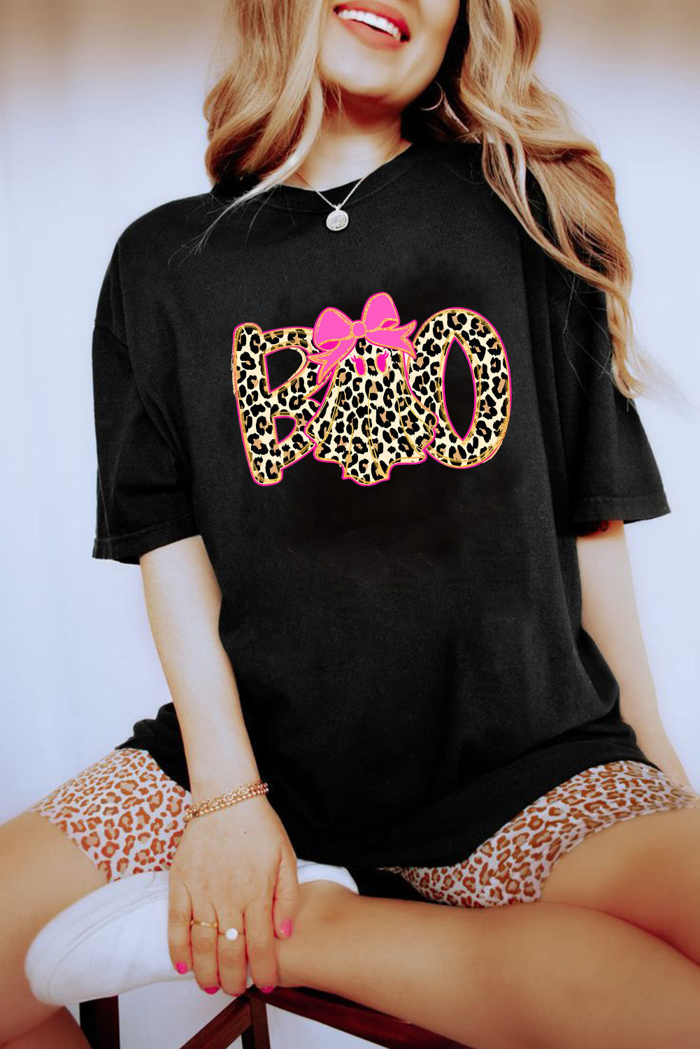 black graphic tee