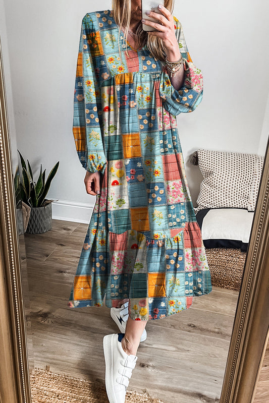 floral checkered dress