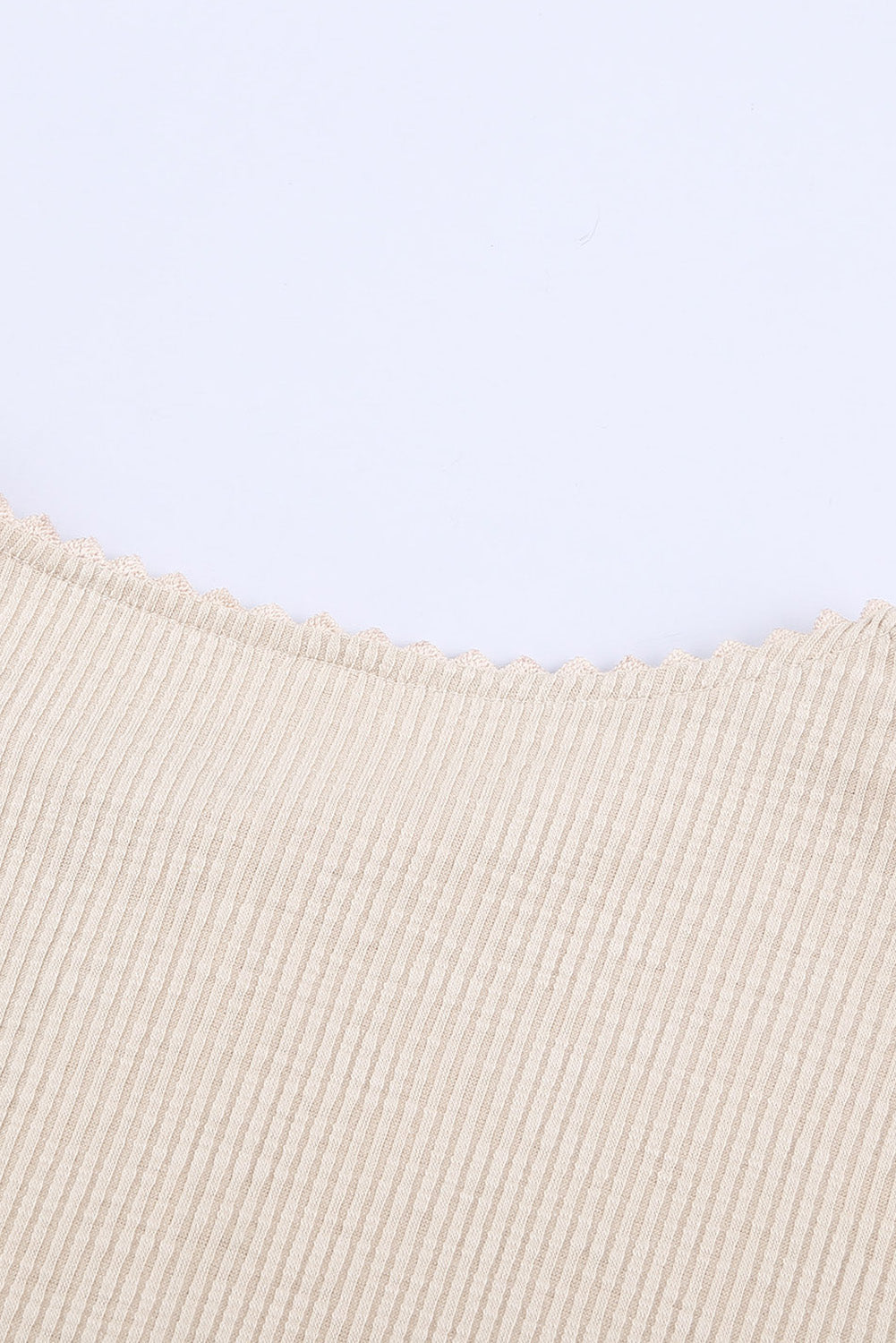 Beige Crochet Lace Hem Sleeve Button Top
