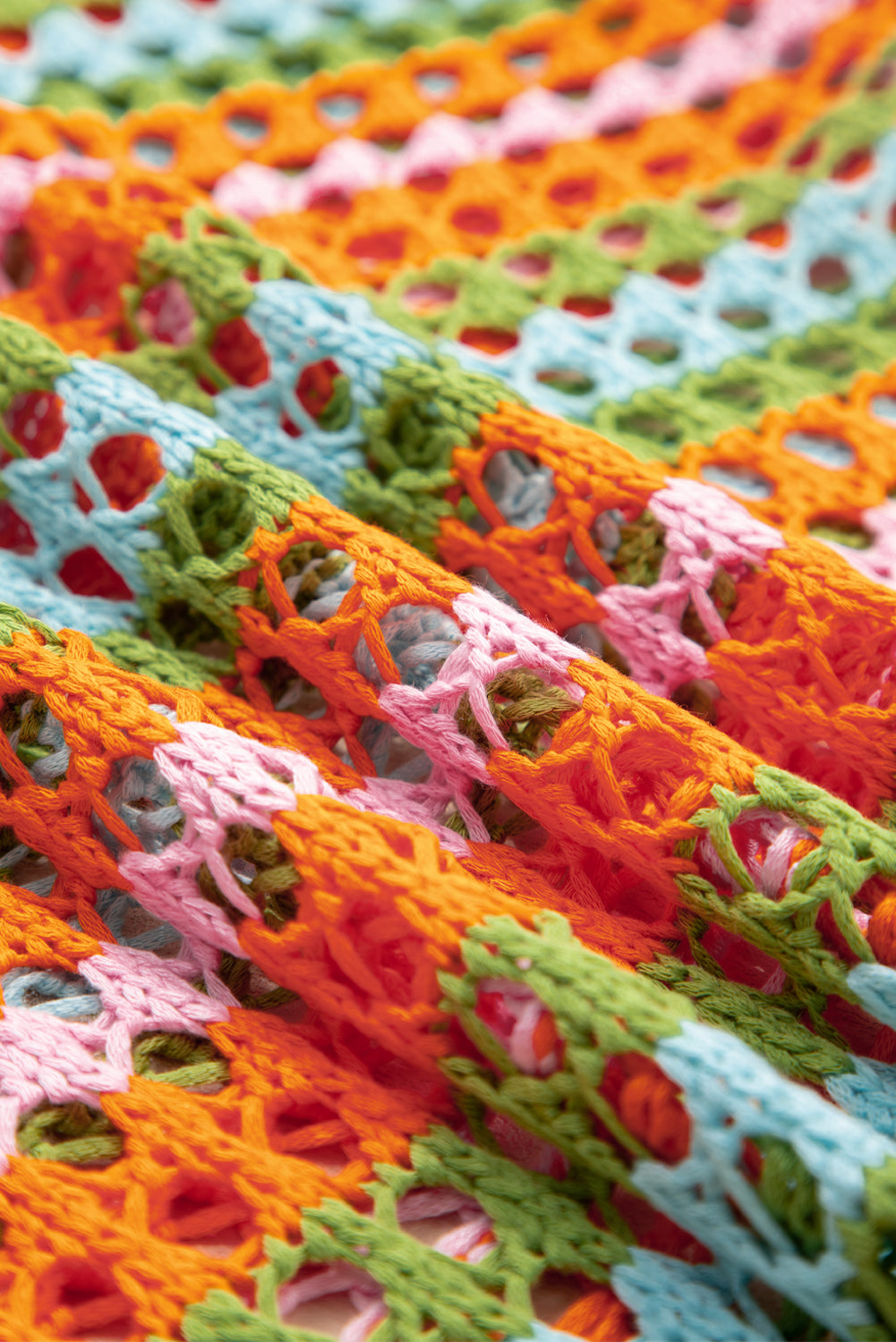 Carrot Multi Stripe Open Knit Sweater Beach Cover Up