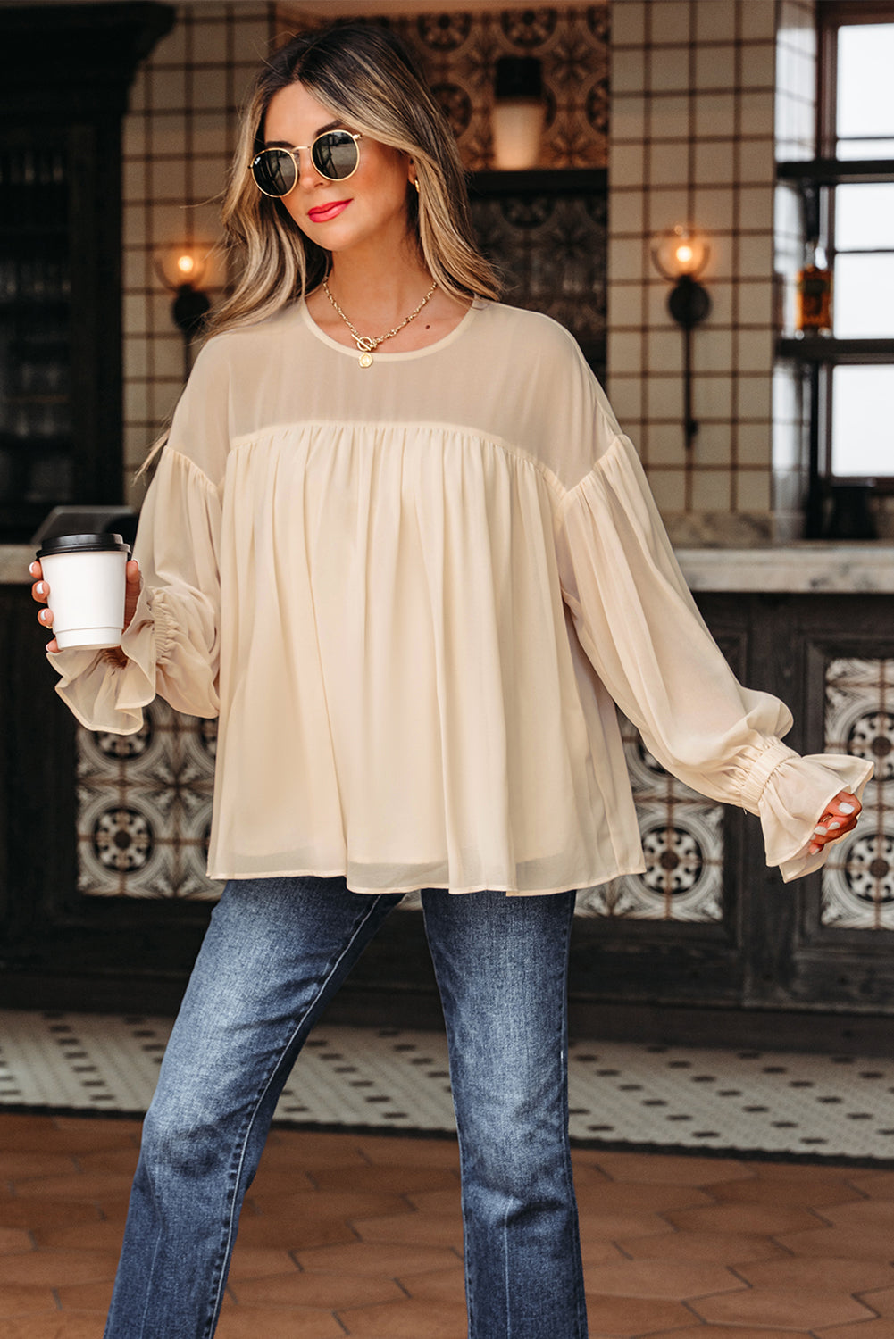 pleated chiffon blouse