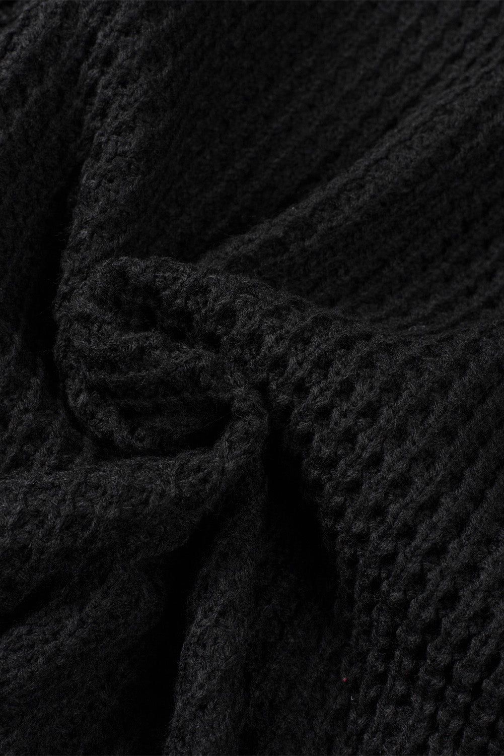Black Buttoned Wrap Turtleneck Sweater