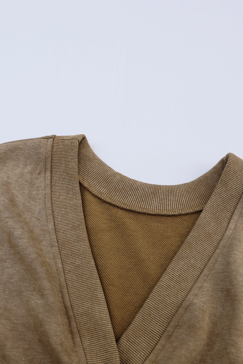 Khaki Twist Back Exposed Seam Oversized Pullover Sweatshirt