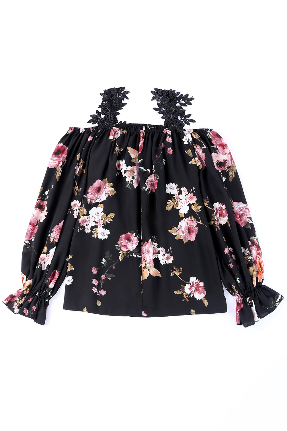 Casual Feather Print Off Shoulder Strap Blouse