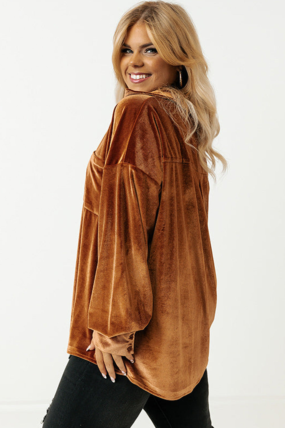 plus size velvet shirt