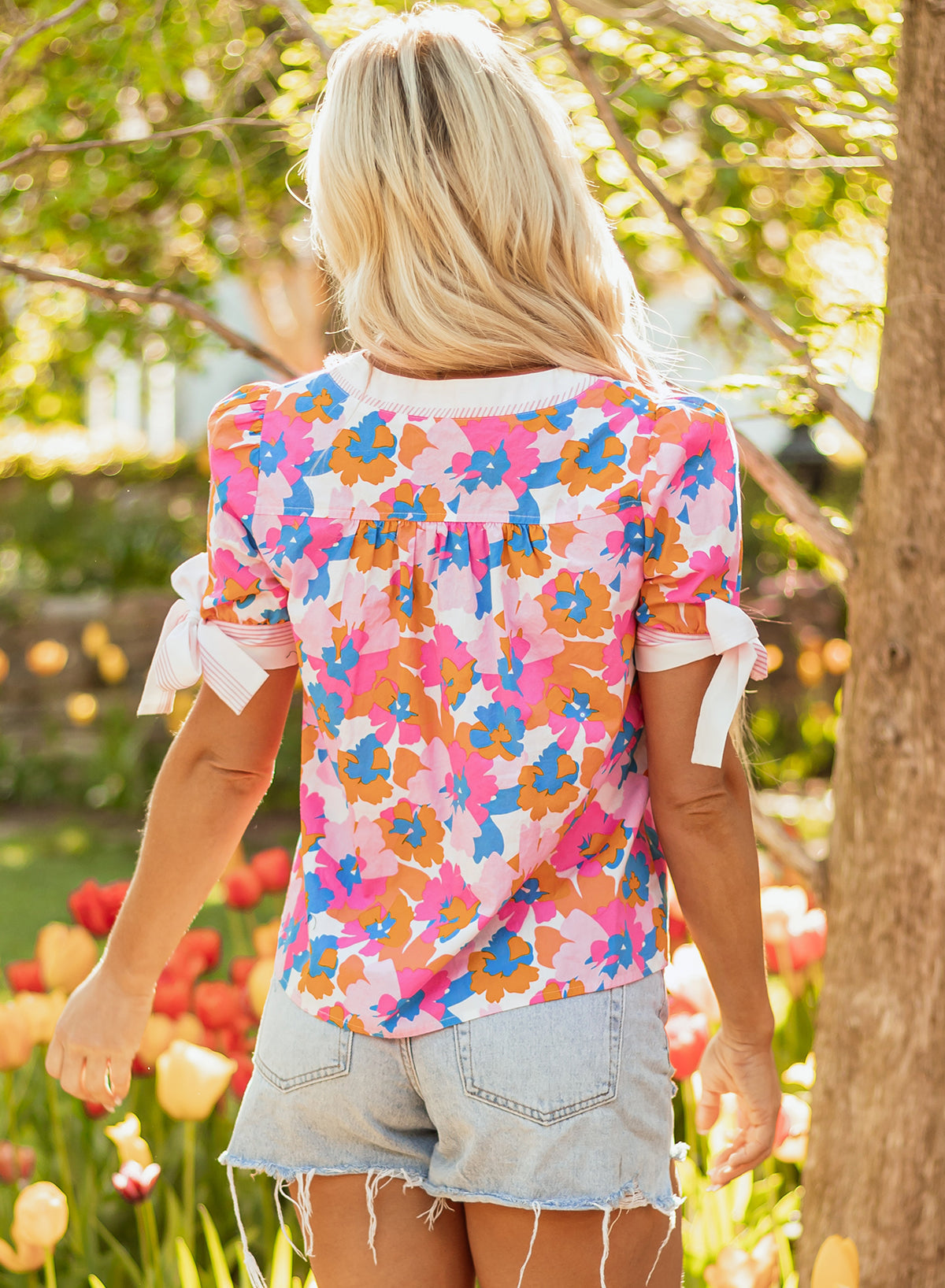 floral short sleeve blouse