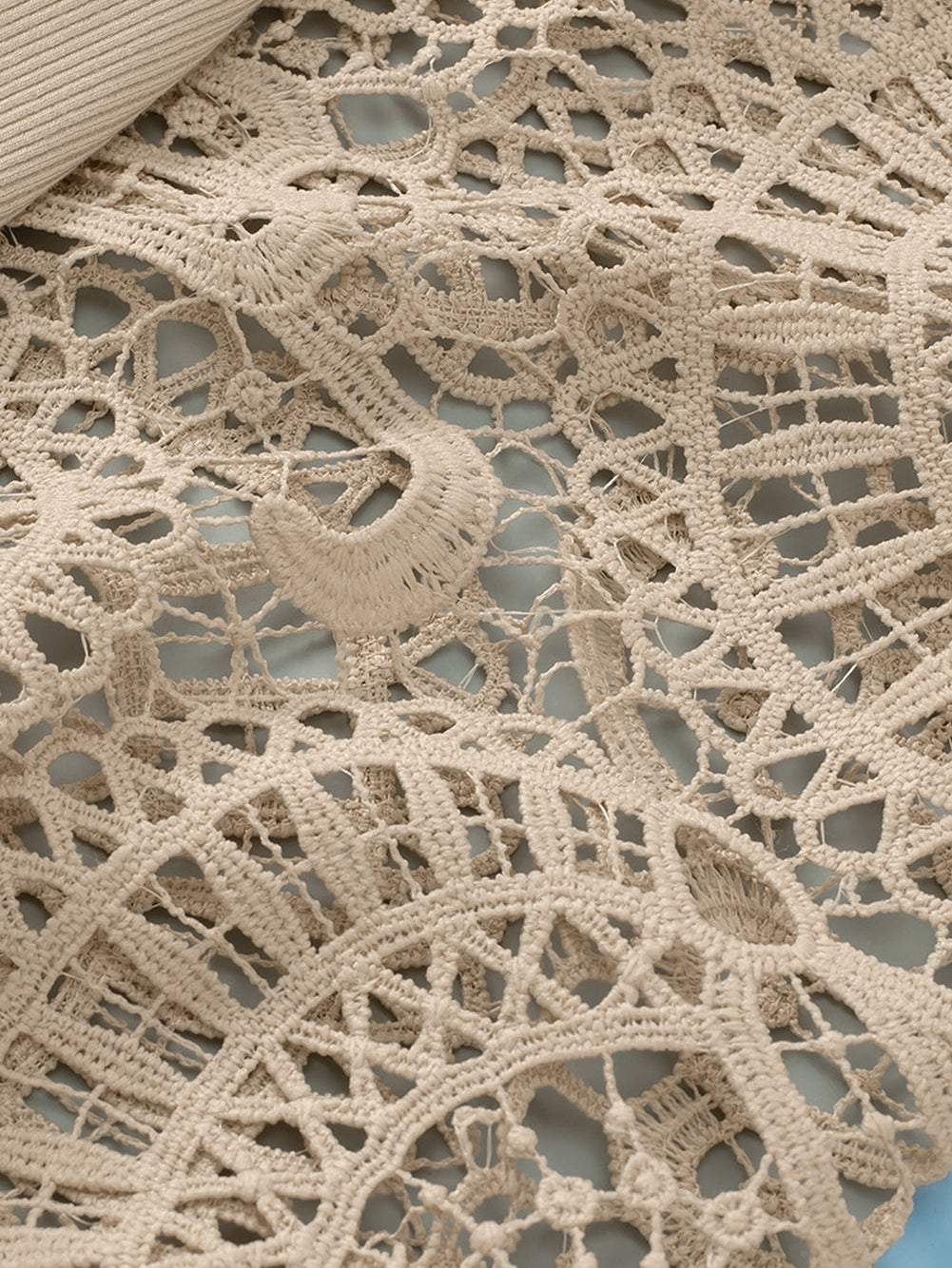 Lace Sleeve Ribbed Pullover with Square Neck