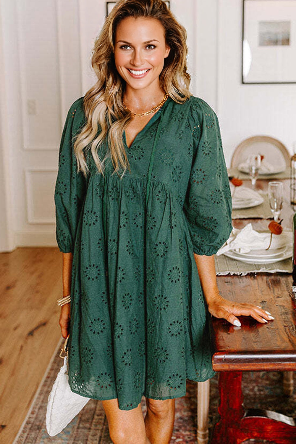 eyelet embroidered dress