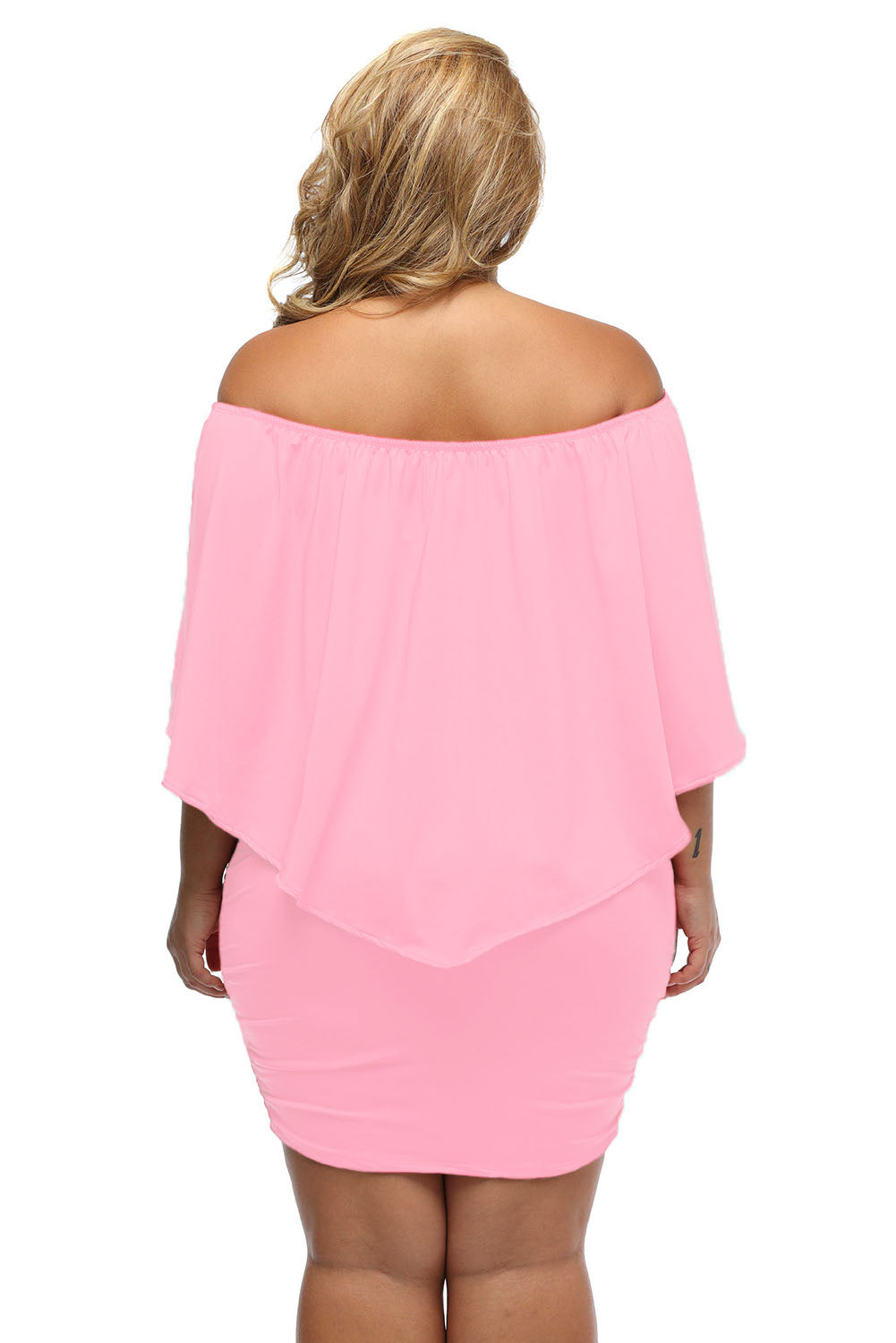 Layered Pink Plus Size Poncho Dress with Multiple Dressing Styles