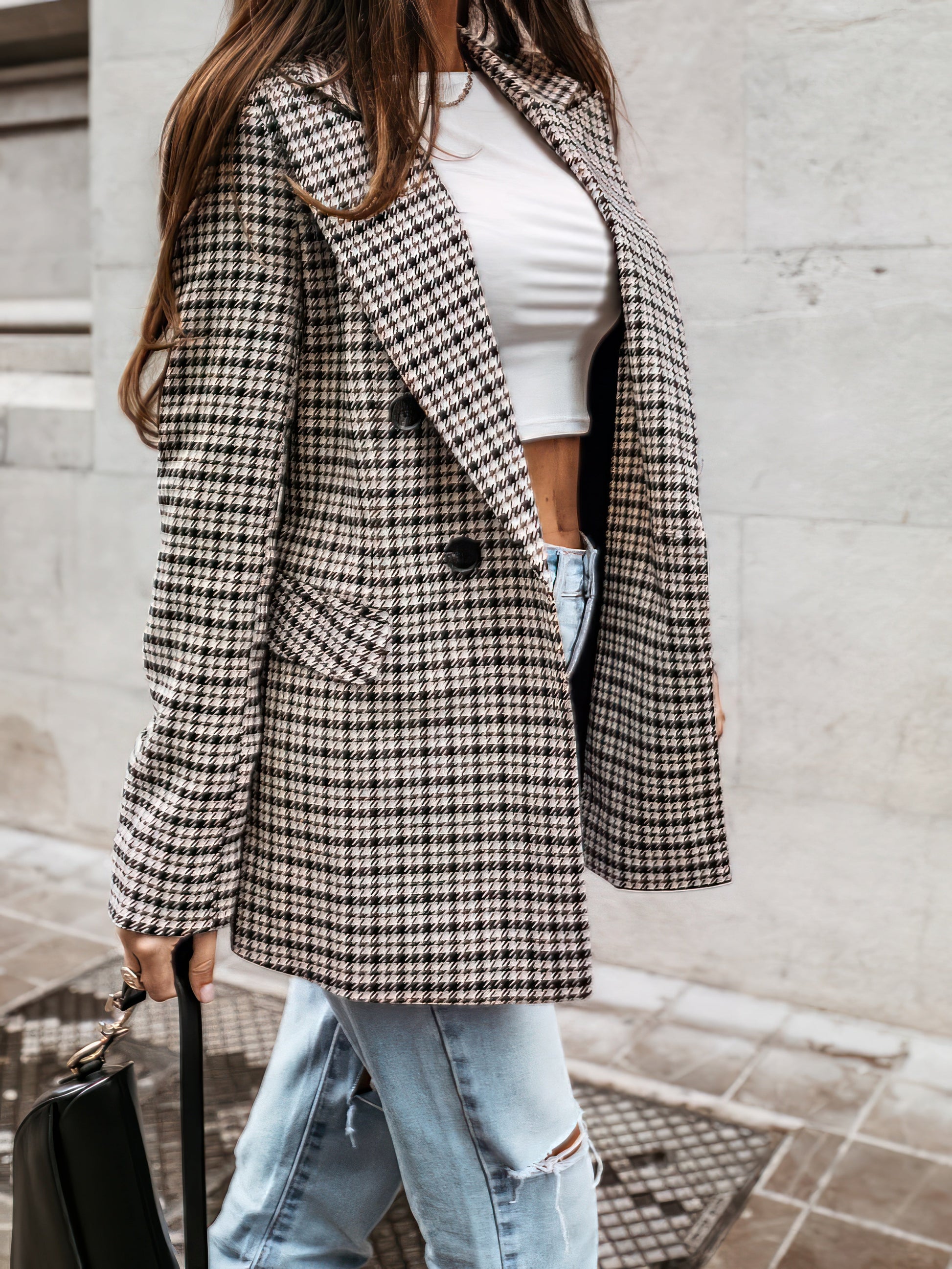 Blazers - Plaid Print Lapel Small Blazer - MsDressly
