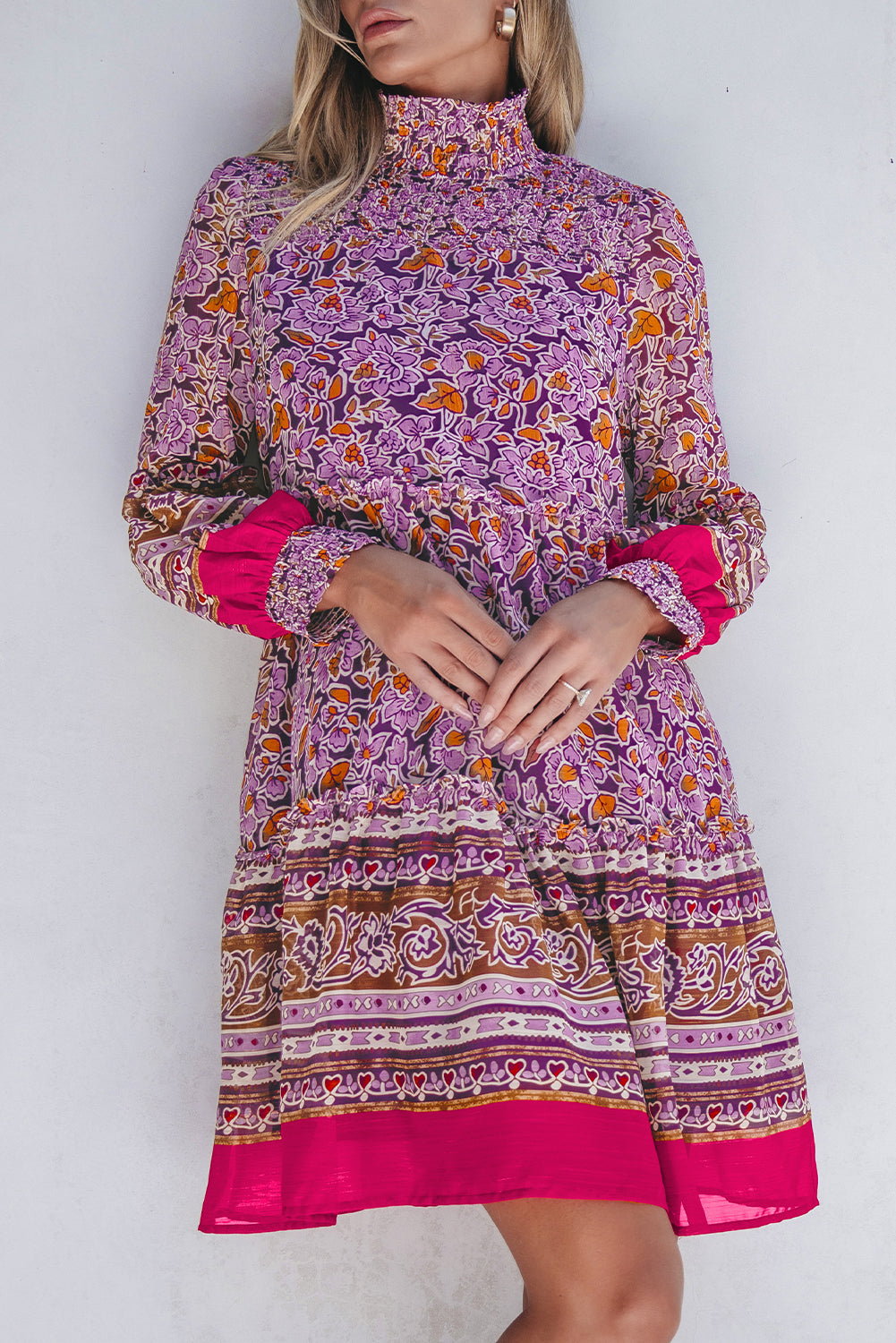 puff sleeve floral dress