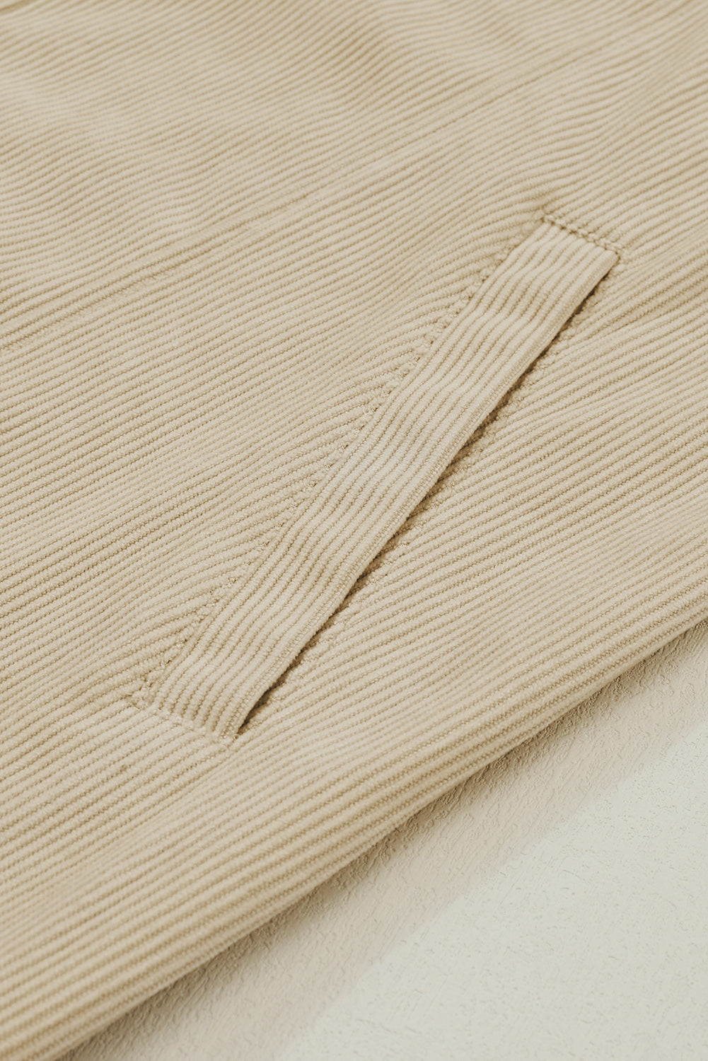 Khaki Oversized Crochet Detail Corduroy Shacket