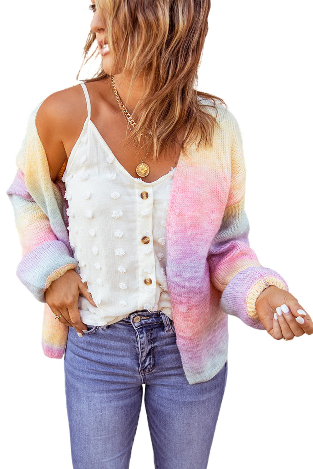 Glowing Multicolour Tie-Dye Oversized Cardigan