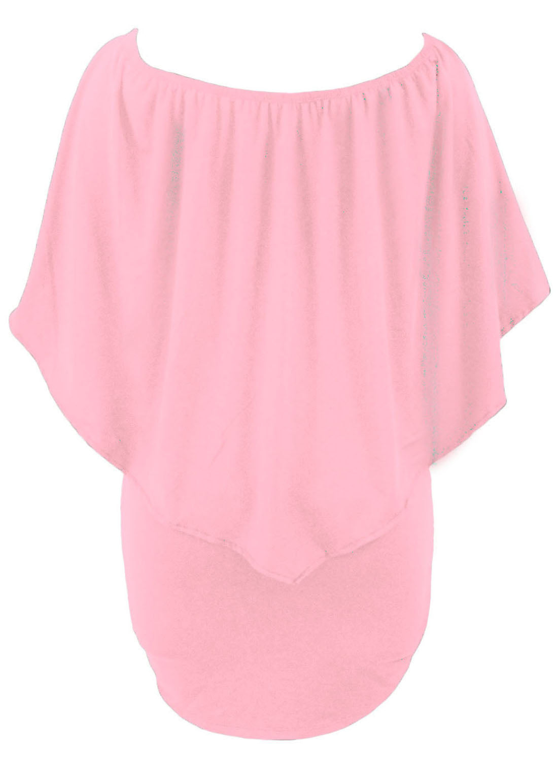 Layered Pink Plus Size Poncho Dress with Multiple Dressing Styles