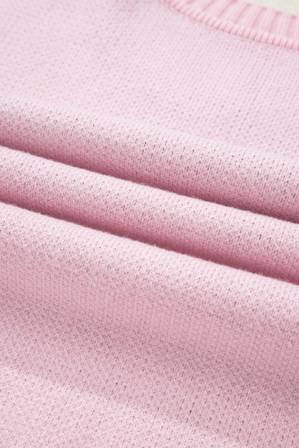 Pink Christmas Ginger Bread Man Print Round Neck Casual Sweater