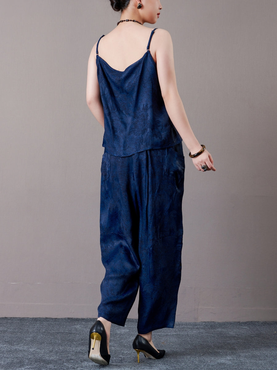 Copper Satin Spaghetti Strap Two-Piece Set