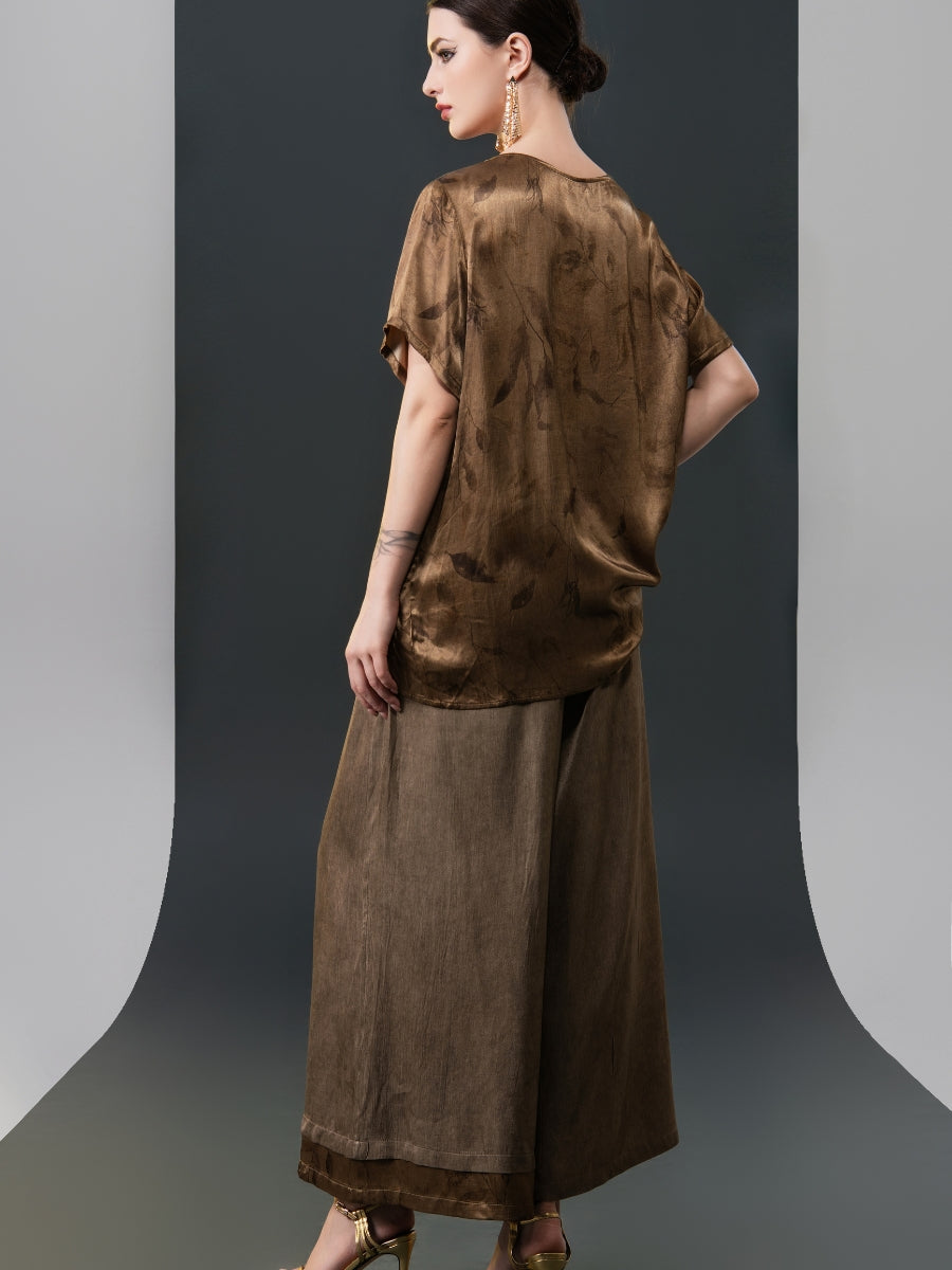 Chic Abstract Print Two-Piece Set