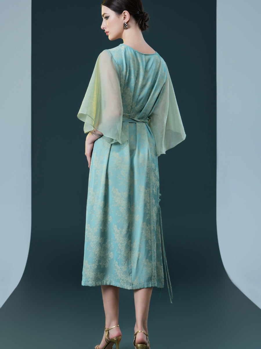 Mint Green Kimono Sleeve Midi Dress