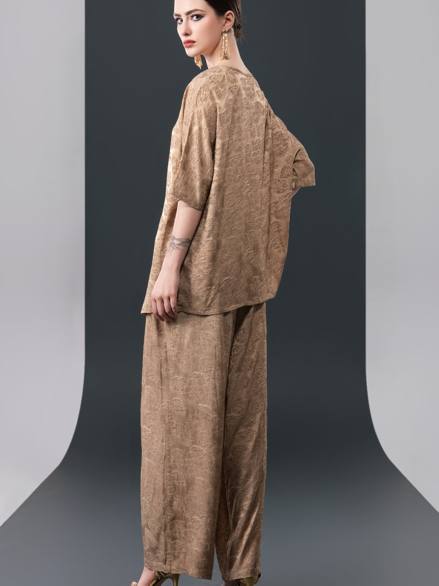 Olive Green Floral Two-Piece Set