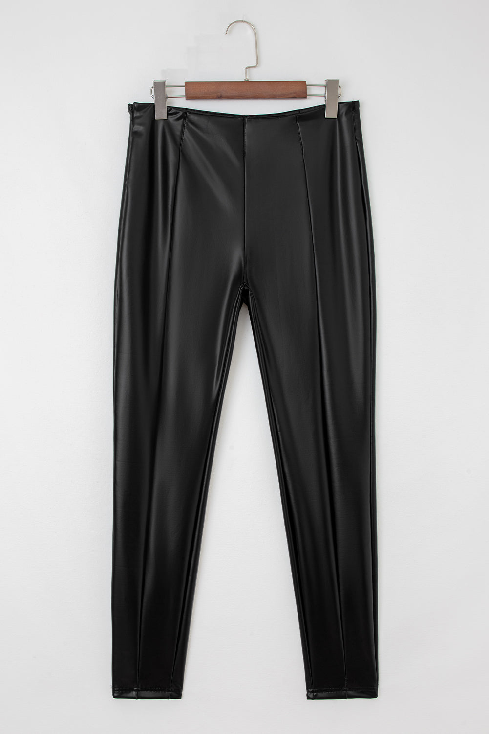 black faux leather leggings