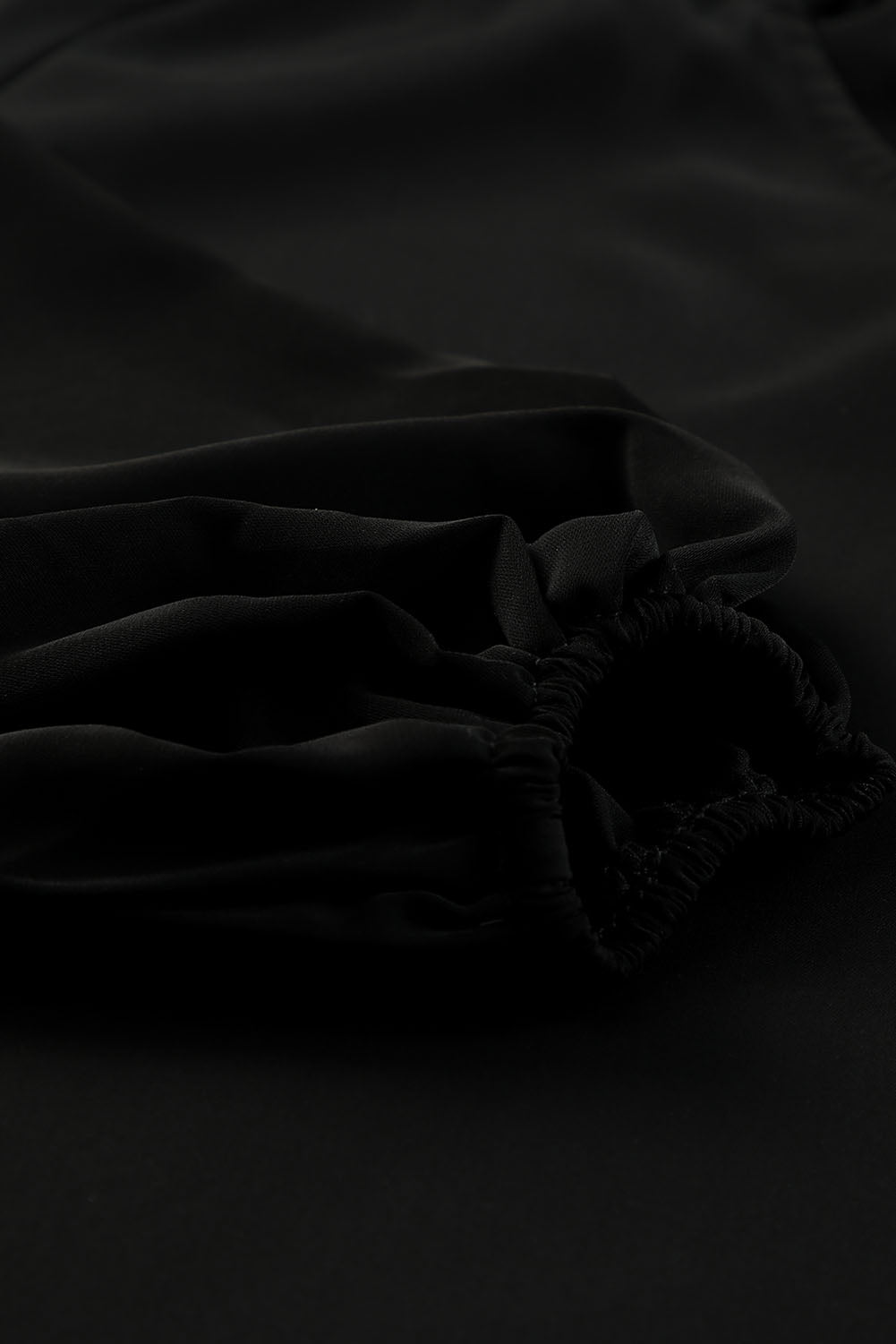 Black Fiery V Neck Long Puff Sleeve Top