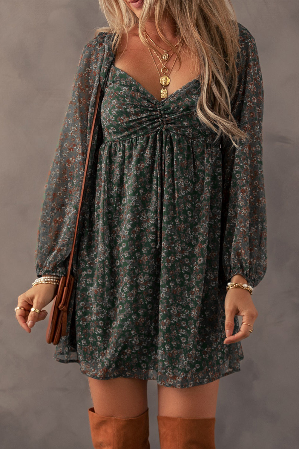 green floral dress
