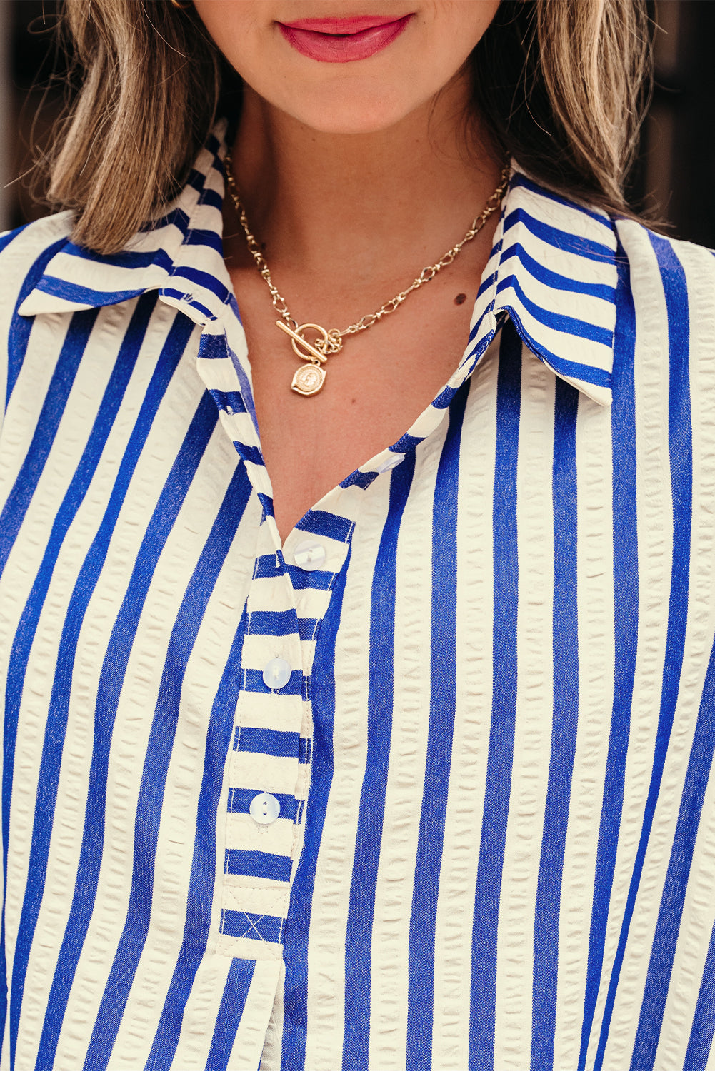 blue stripe dress