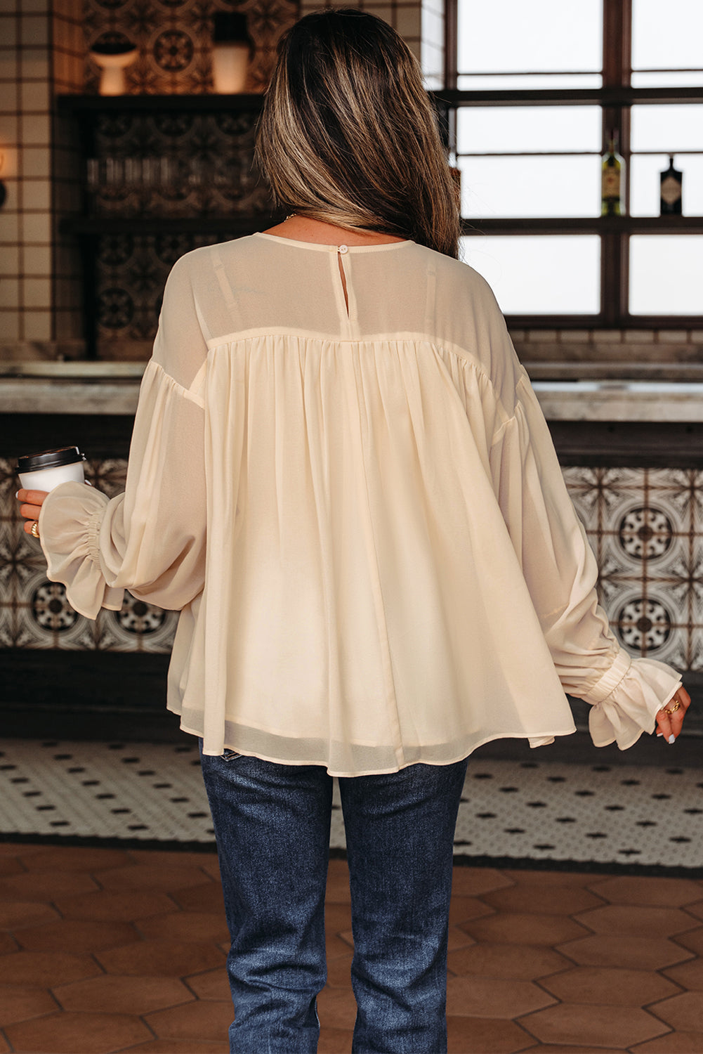 pleated chiffon blouse