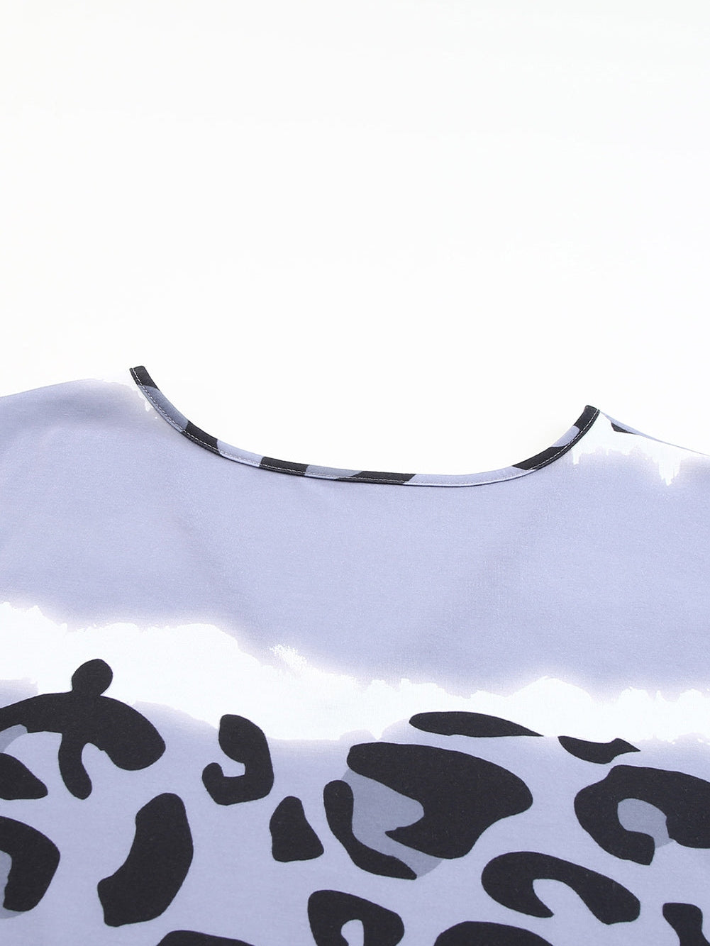 Leopard Color Block V Neck Plus Size T Shirt Dress