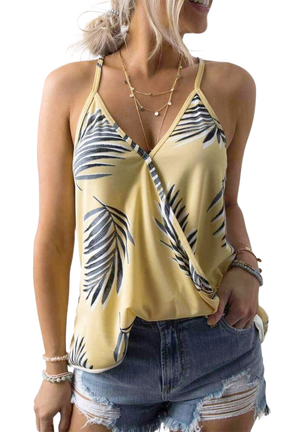 Tops Casual Floral Print Sling Sleeveless Tank Top
