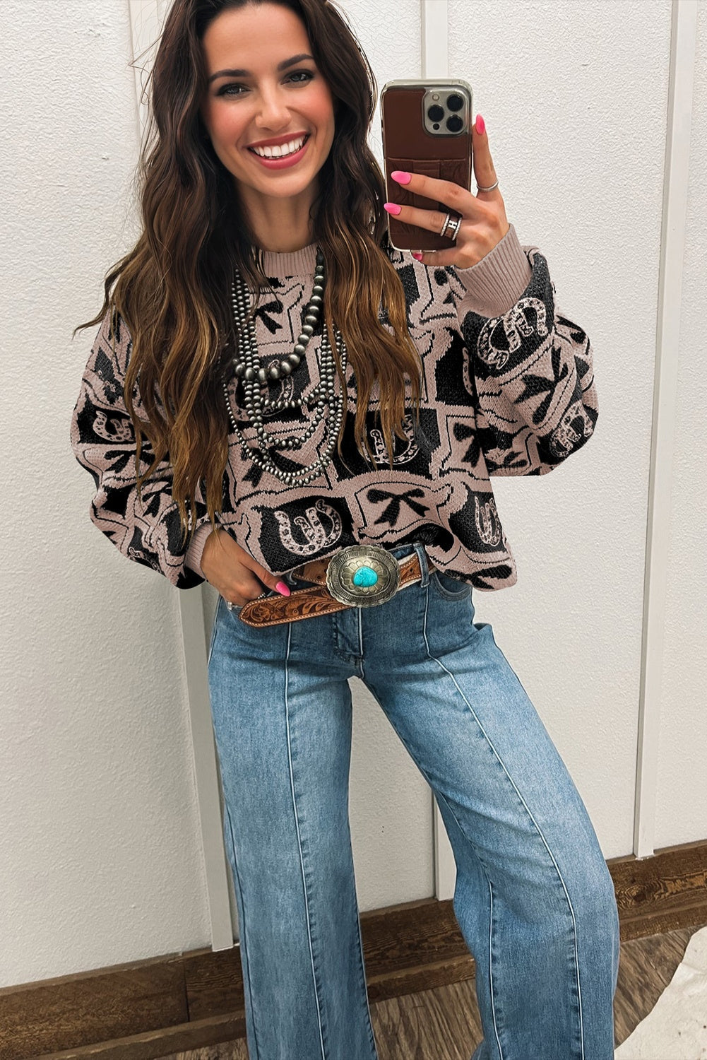 western print sweater