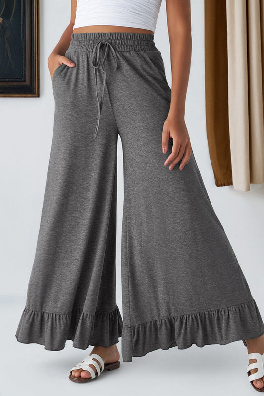 ruffled wide leg pants
