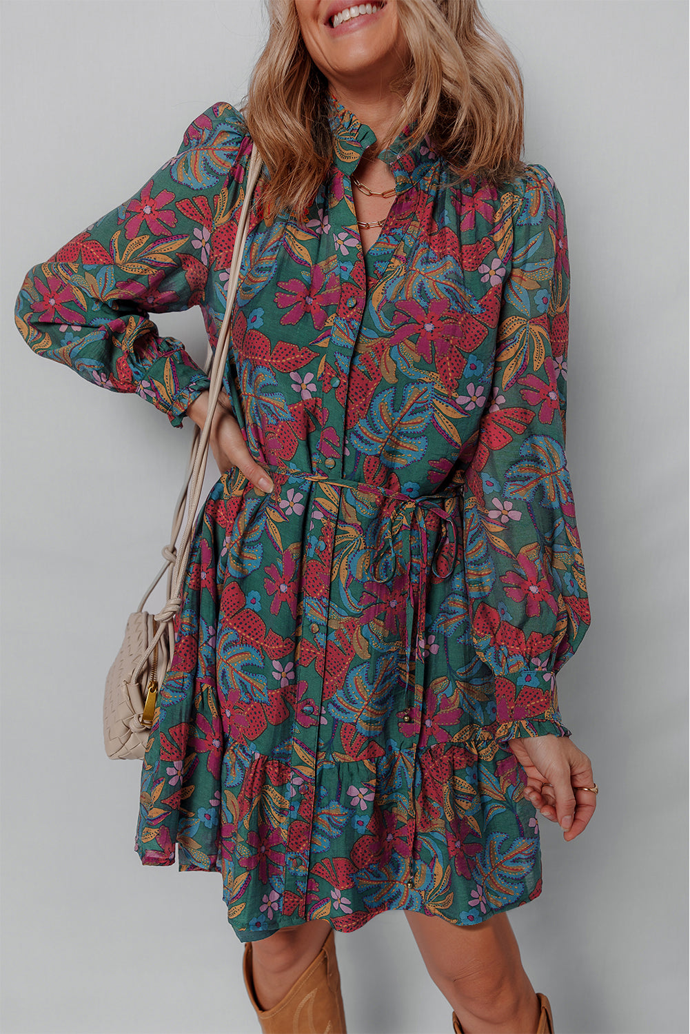 floral shirt dress