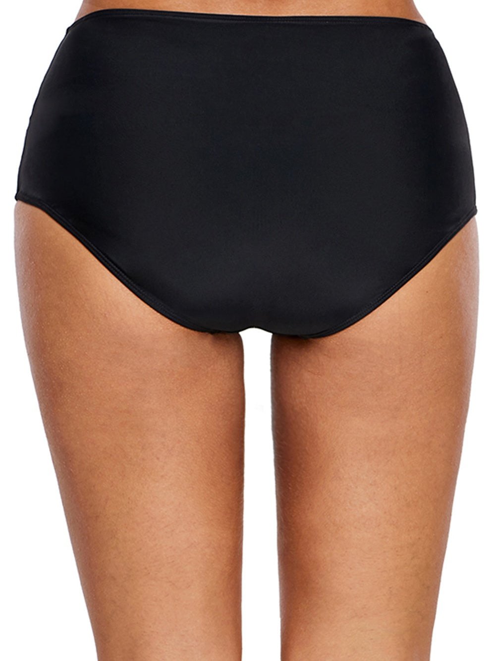 Lace Panel Strappy Black Swim Bottom with Cutout Detail