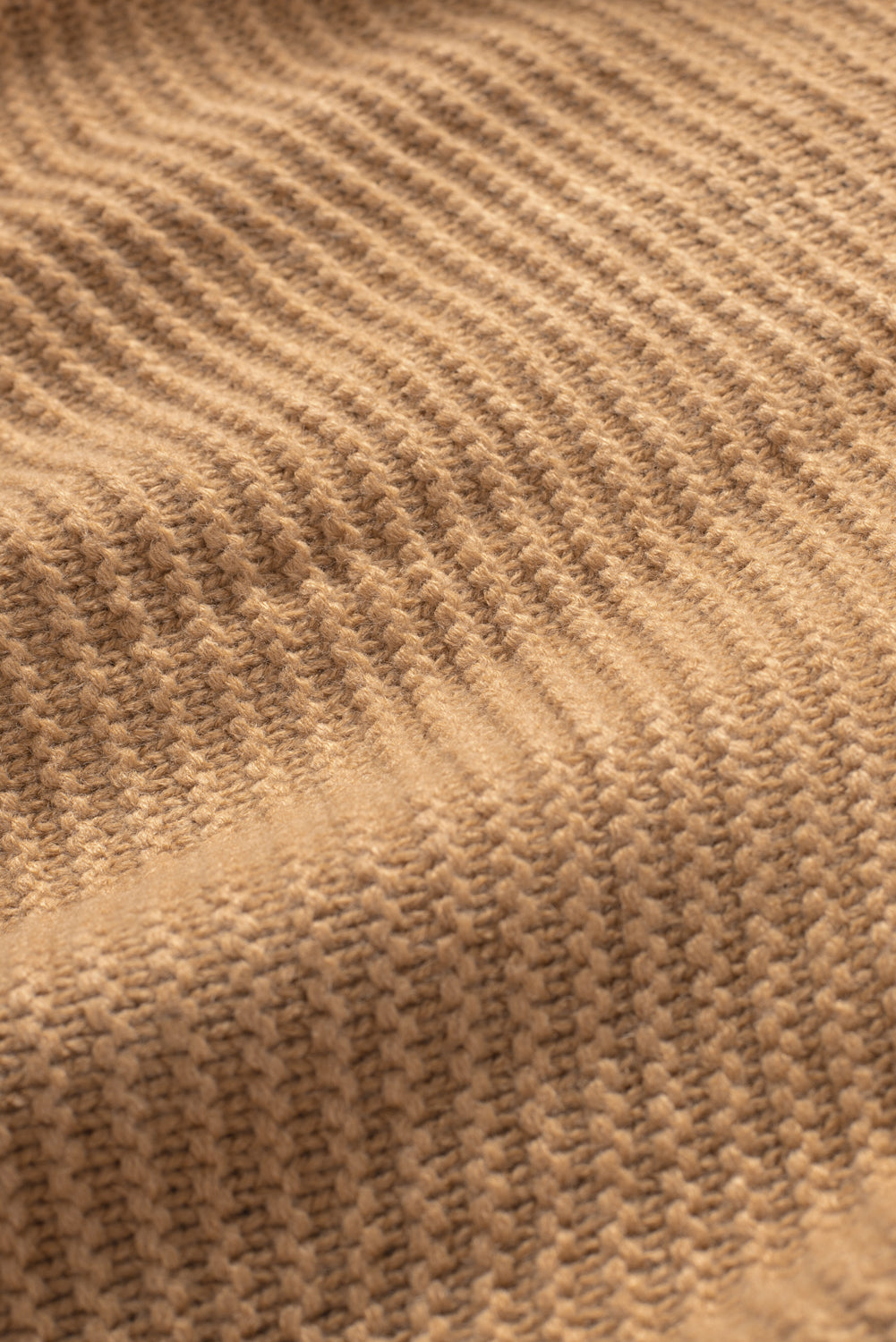 Khaki Warm and Cozy Turtleneck Sweater with Long Sleeves