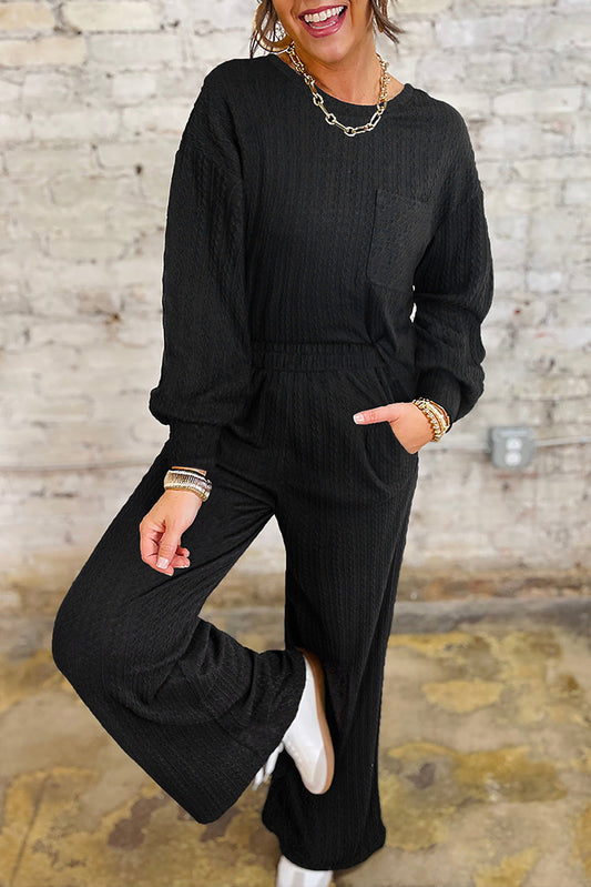 black 2pcs pant set