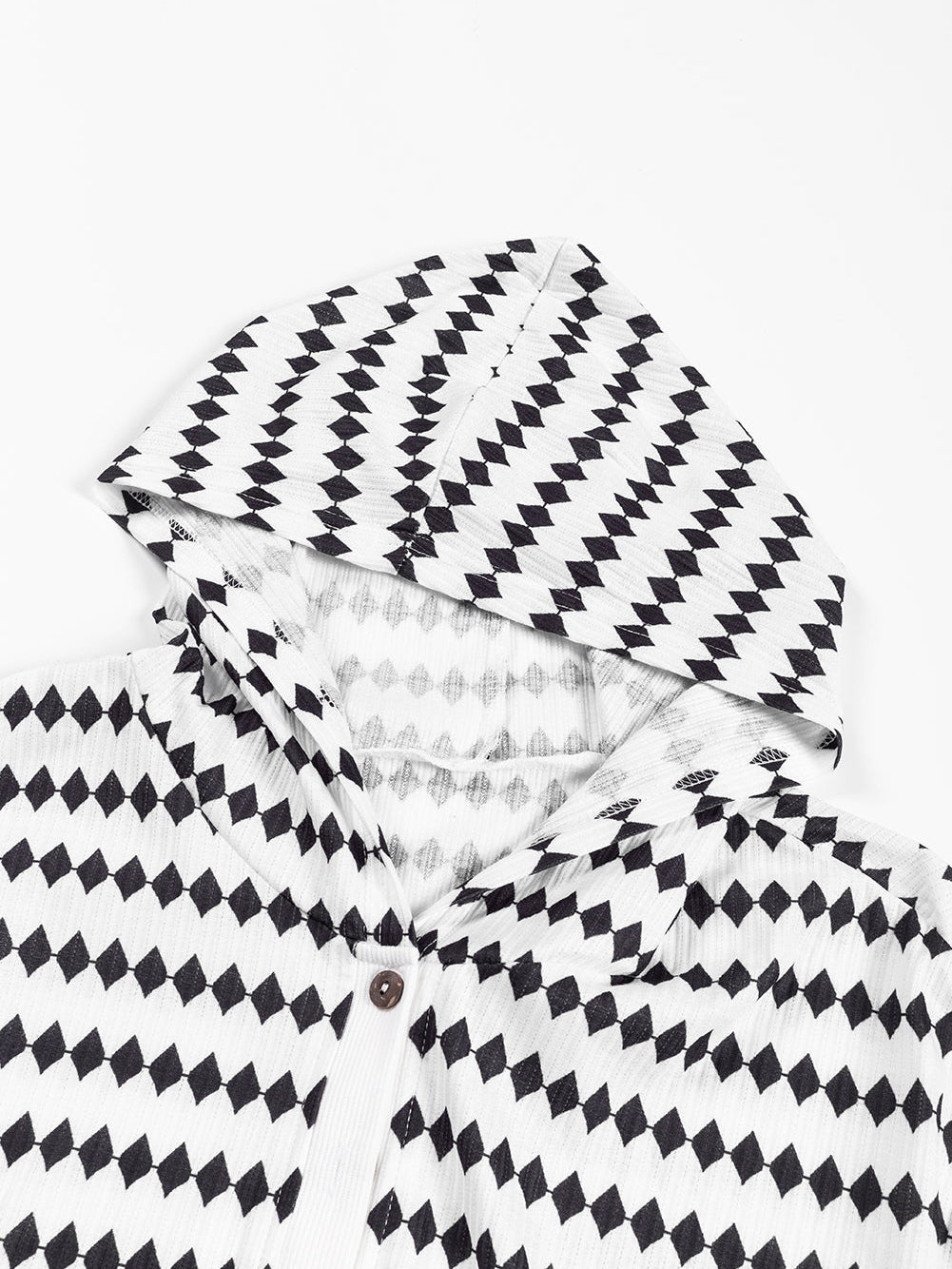 Knitted Striped Henley Oversized Hooded Hoodie