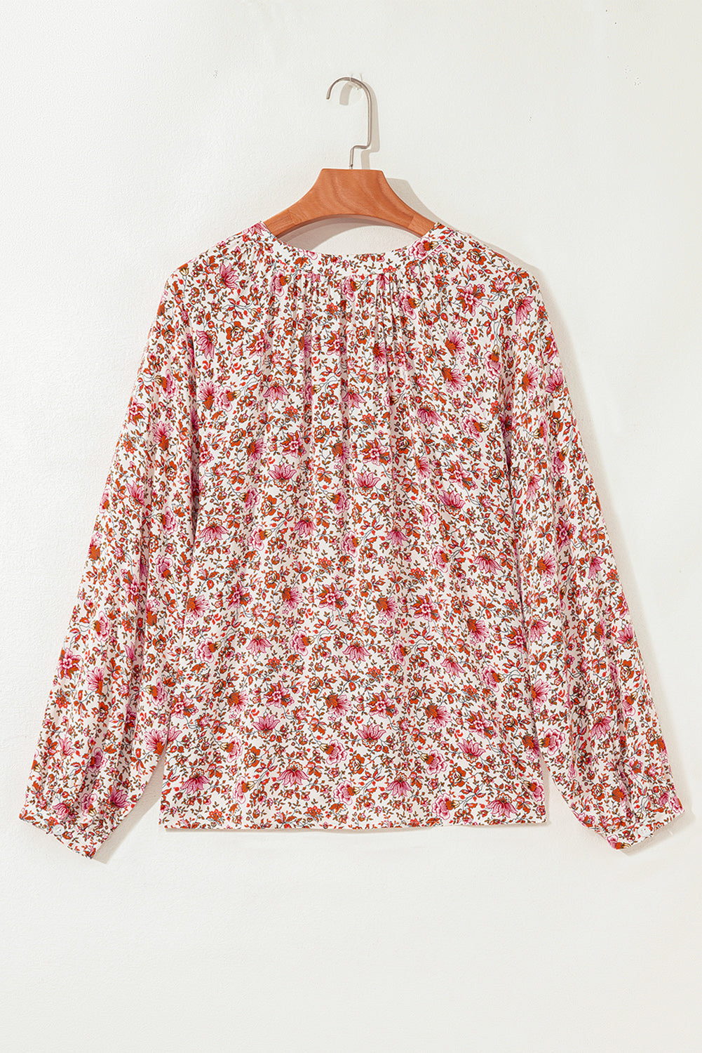 red floral blouse