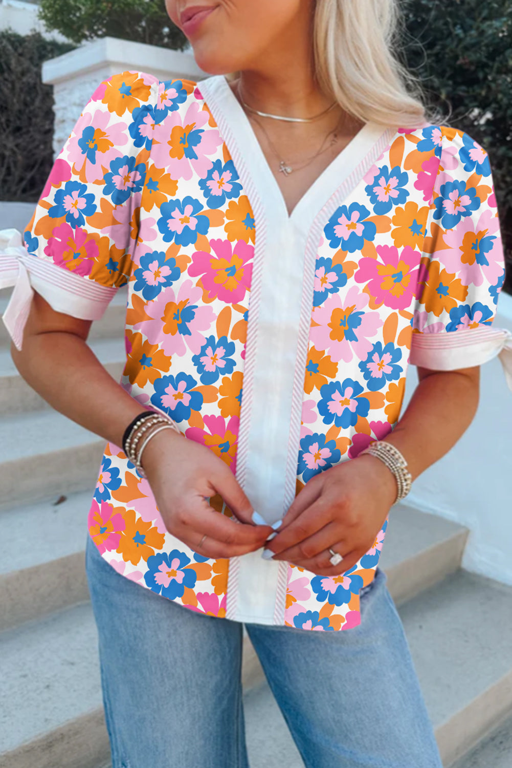 floral short sleeve blouse