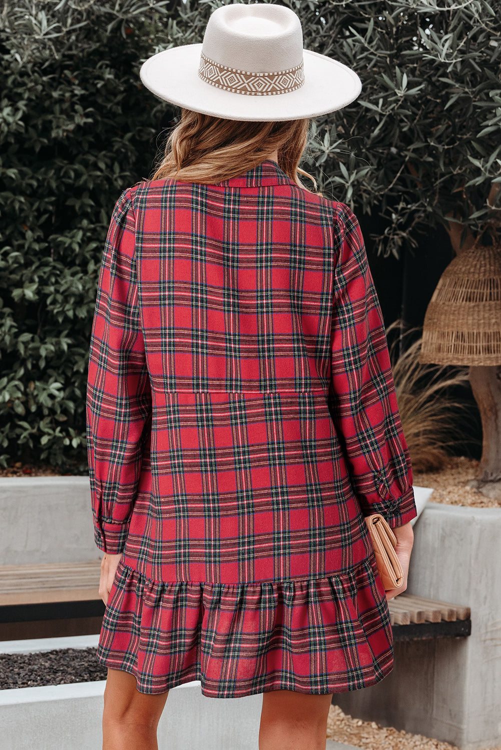 red plaid mini dress