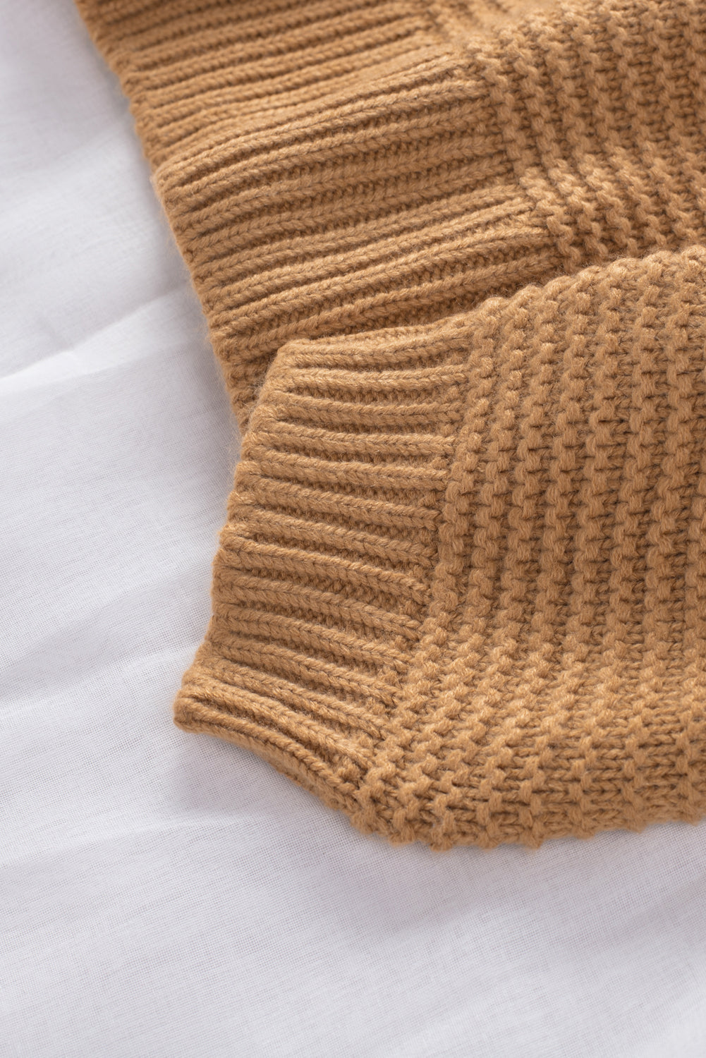 Khaki Warm and Cozy Turtleneck Sweater with Long Sleeves