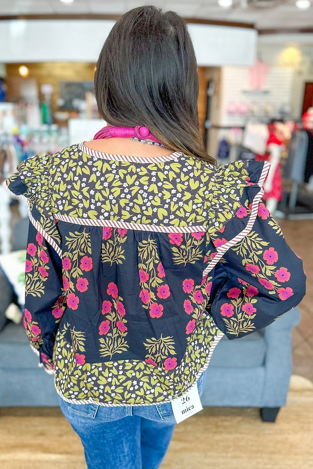 Black Midnight Florals Top